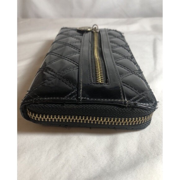 ANNE KLEIN Black Wallet Billfold Vinyl Clutch Zipper “9” x “4” - Picture 6 of 9